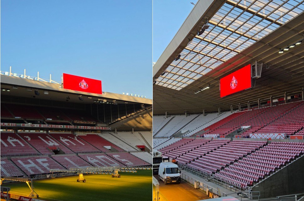 2x new LED scoreboards for Sunderland AFC, via willow communications